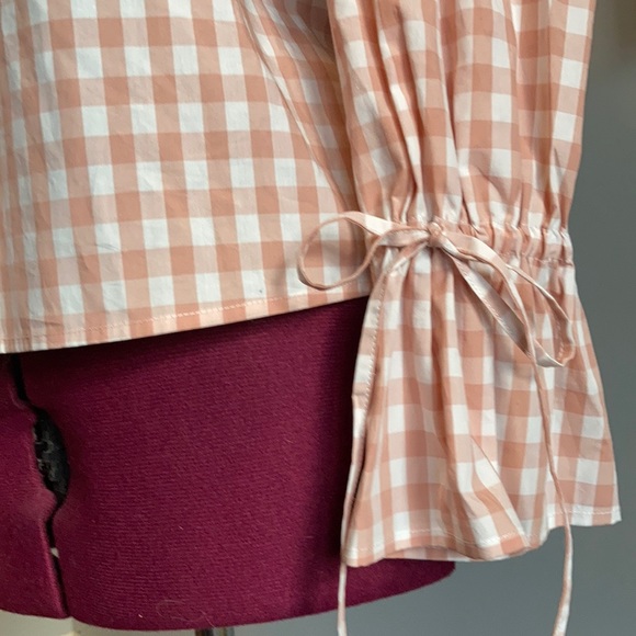 NWT J. Crew Tie Sleeve Pintuck Gingham Top - Picture 7 of 11